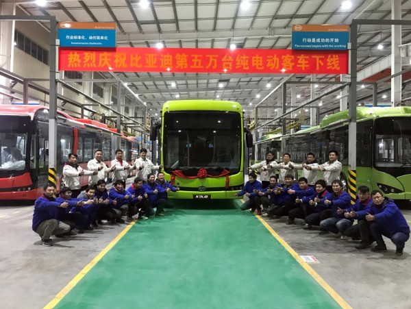 BYD ha producido 50.000 buses eléctricos en nueve años
